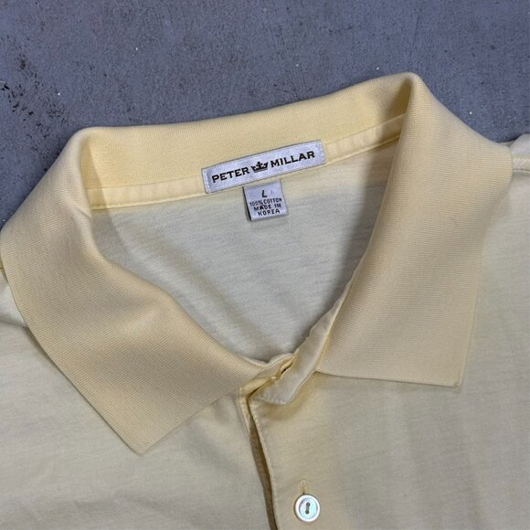 Peter Millar Polo Shirt Short Sleeve Yellow 100% Cotton Large - Picture 3 of 6